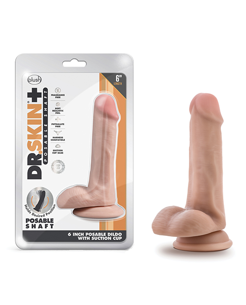 Shop Blush Dr. Skin Plus 6" Posable Dildo With Balls - Vanilla online