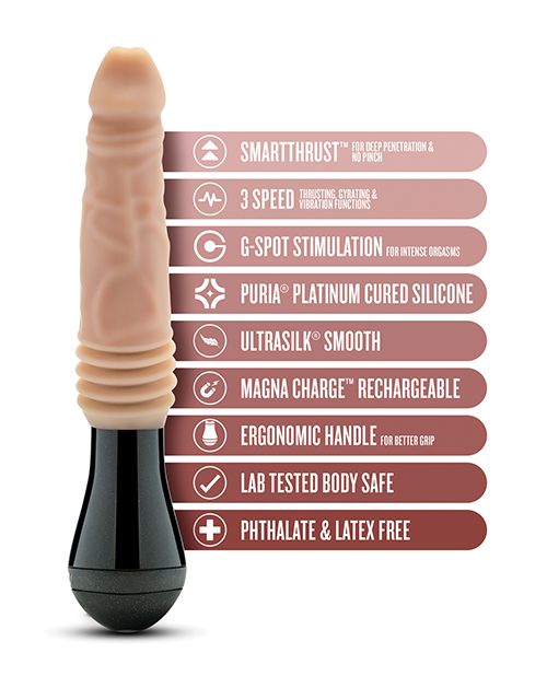 Shop Blush Dr. Skin Silicone Dr. Knight Thrusting Gyrating Vibrating Dildo - Beige