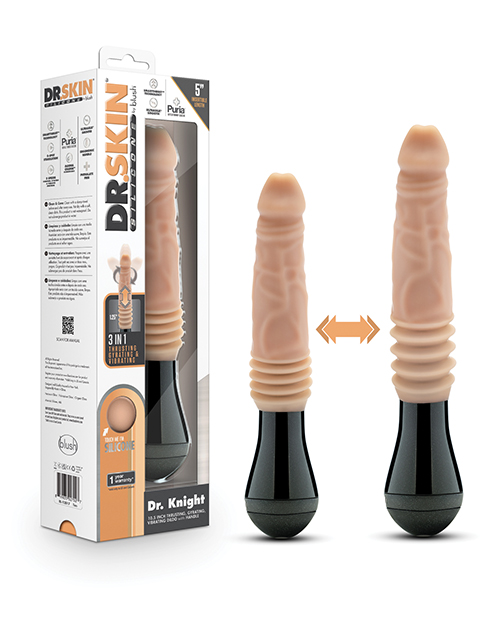 Buy Blush Dr. Skin Silicone Dr. Knight Thrusting Gyrating Vibrating Dildo - Beige online