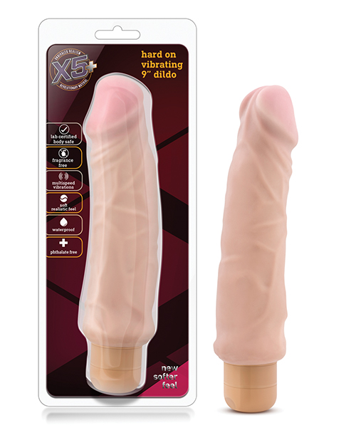 Shop Blush X5 Plus Hard On Vibrating 9" Dildo - Beige online