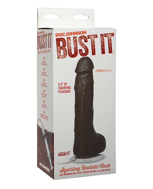 Shop Bust It Squirting Realistic Cock w/1 oz Nut Butter - Black online