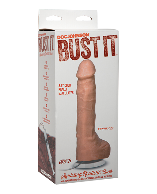 Shop Bust It Squirting Realistic Cock w/1 oz Nut Butter - Flesh online