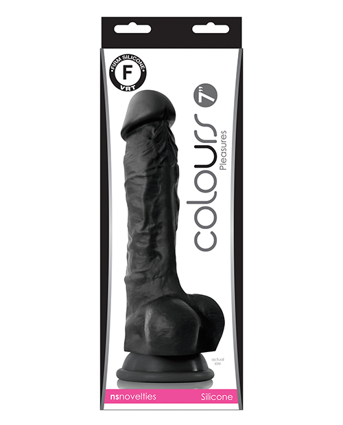 Shop Colours Pleasures 7" Dong w/Balls & Suction Cup - Black online