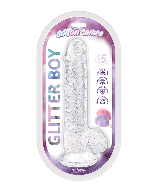 Shop Cotton Candy Glitter Boy 6" Suction Cup Dildo - Clear online