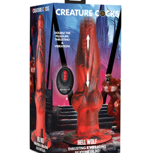 Shop Creature Cocks Hell-Wolf Thrusting & Vibrating Silicone Dildo - Black/Red online