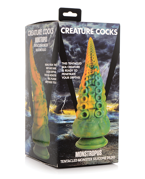 Shop Creature Cocks Monstropus Tentacled Monster Silicone Dildo - Green/Yellow online