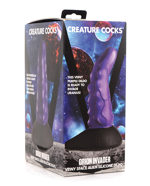 Shop Creature Cocks Orion Invader Veiny Space Alien Silicone Dildo - Purple/Black online