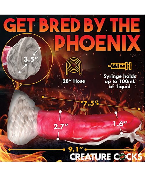 Shop Creature Cocks Resurrector Phoenix Squirting Silicone Dildo - Red/White