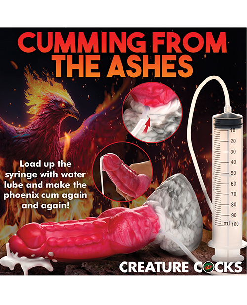 Buy Creature Cocks Resurrector Phoenix Squirting Silicone Dildo - Red/White