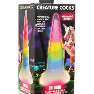 Shop Creature Cocks Uni Glow in the Dark Silicone Dildo - Rainbow online