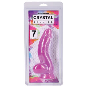 Shop Crystal Jellies 7" Curved Realistic Cock w/Balls - Purple online