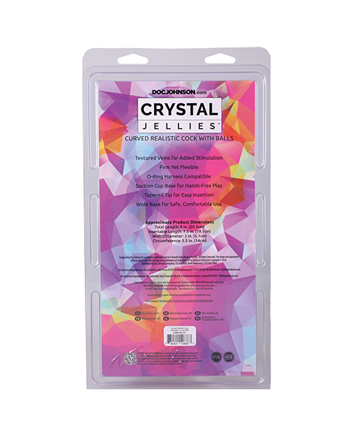 Shop Crystal Jellies 8" Curved Realistic Cock w/Balls - Pink