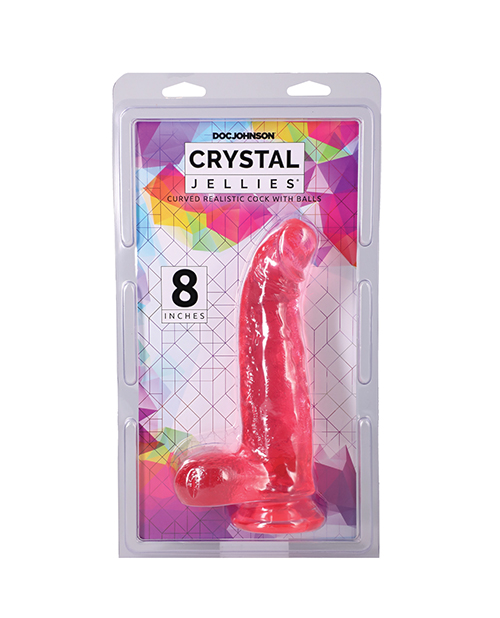 Shop Crystal Jellies 8" Curved Realistic Cock w/Balls - Pink online