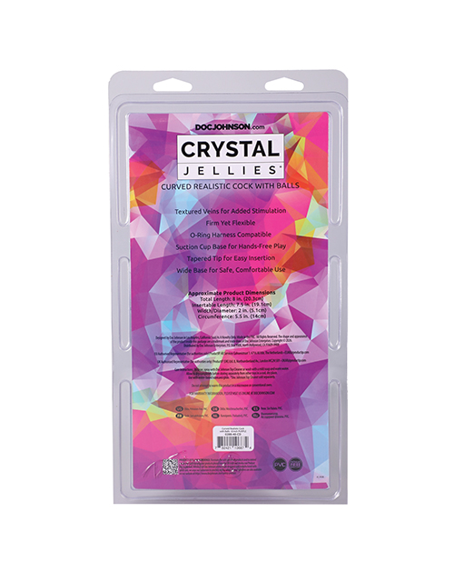 Shop Crystal Jellies 8" Curved Realistic Cock w/Balls - Purple