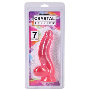 Shop Crystal Jellies 7" Curved Realistic Cock w/Balls - Pink online