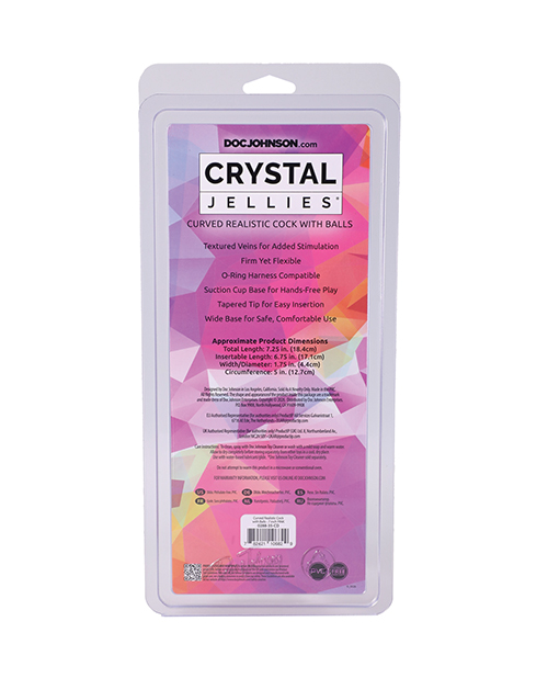 Shop Crystal Jellies Curved 7" Realistic Cock w/Balls - Pink