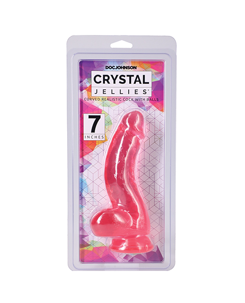 Shop Crystal Jellies Curved 7" Realistic Cock w/Balls - Pink online