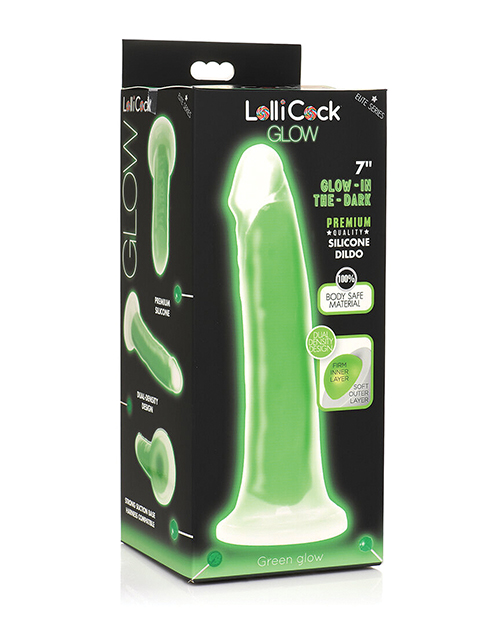 Shop Curve Toys Lollicock 7" Glow In The Dark Silicone Dildo - Green online