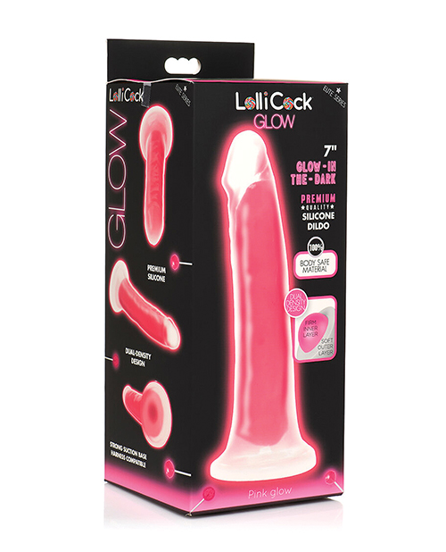 Shop Curve Toys Lollicock 7" Glow In The Dark Silicone Dildo - Pink online