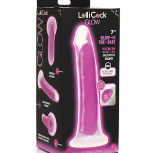 Shop Curve Toys Lollicock 7" Glow In The Dark Silicone Dildo - Purple online