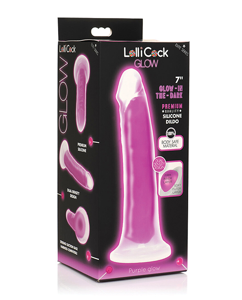 Shop Curve Toys Lollicock 7" Glow In The Dark Silicone Dildo - Purple online