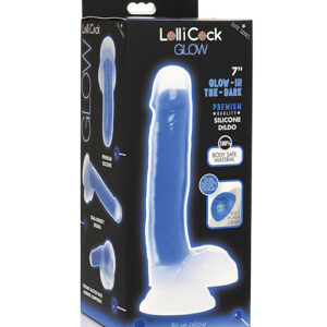 Shop Curve Toys Lollicock 7" Glow In The Dark Silicone Dildo w/Balls - Blue online
