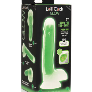 Shop Curve Toys Lollicock 7" Glow In The Dark Silicone Dildo w/Balls - Green online