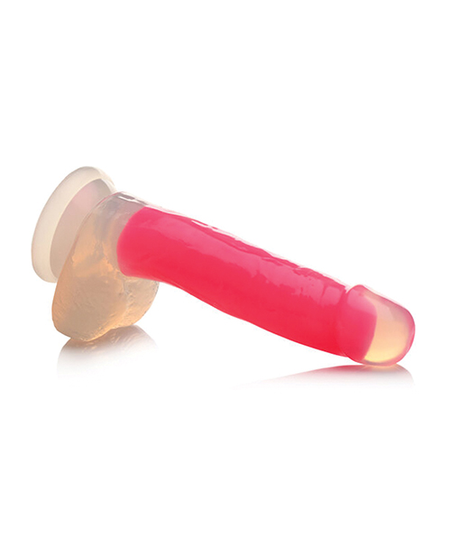 Buy Lollicock Curve Toys Lollicock 7" Glow In The Dark Silicone Dildo w/Balls - Pink