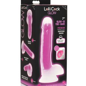 Shop Curve Toys Lollicock 7" Glow In The Dark Silicone Dildo w/Balls - Purple online