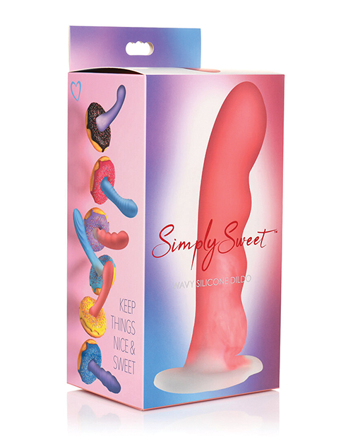 Shop Curve Toys Simply Sweet 7" Wavy Silicone Dildo - Pink/White online
