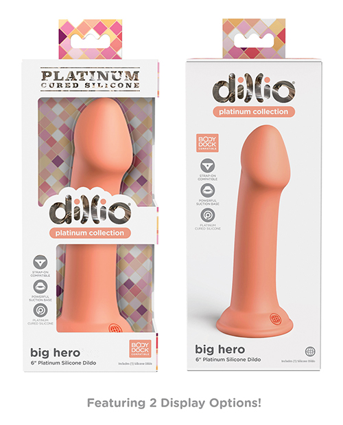 Shop Dillio Platinum 6" Big Hero Silicone Dildo - Peach