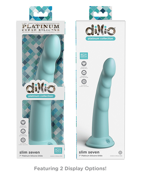 Shop Dillio Platinum 7" Slim Seven Silicone Dildo - Teal