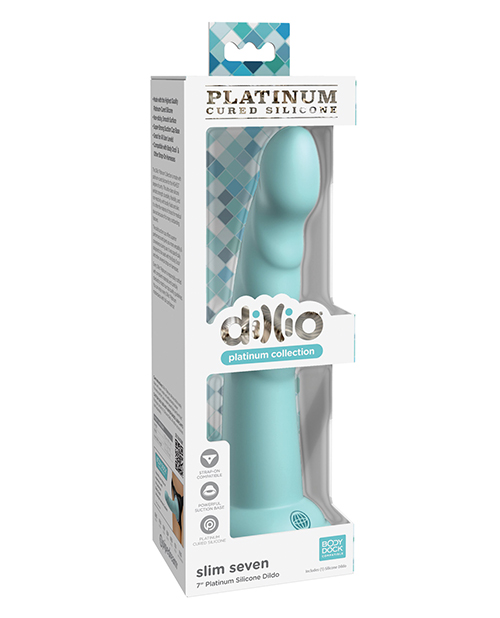 Shop Dillio Platinum 7" Slim Seven Silicone Dildo - Teal online