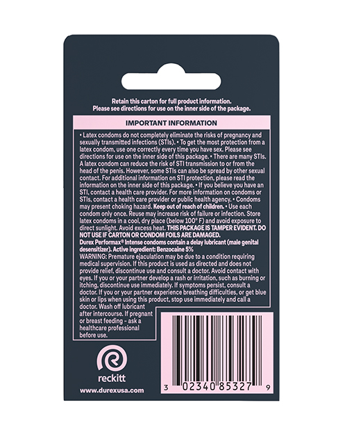 Order Durex Performance Intense Condoms - Box of 3 online