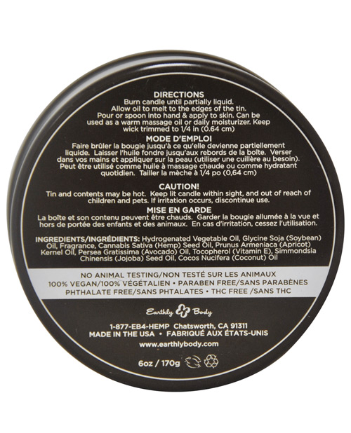 Order Earthly Body Suntouched Hemp Candle - 6 oz Round Tin Lavender online