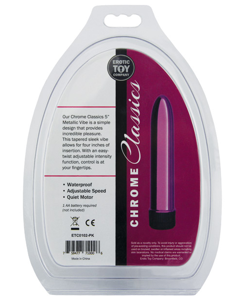 Erotic Toy Company Chrome Classics 5" Vibe - Pink for sale