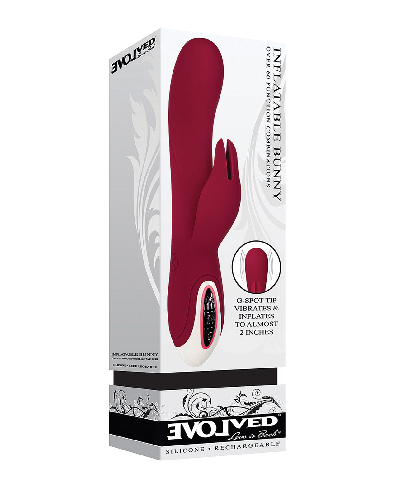 Shop Evolved Inflatable Bunny Dual Stim Rechargeable - Burgundy online