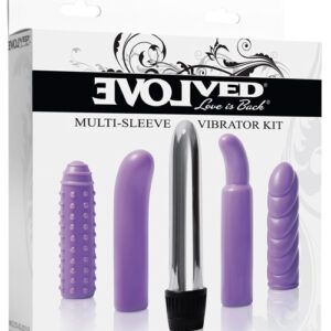 Shop Evolved Multi Sleeve Vibrator Kit w/4 Textured Sleeves & Vibe - Purple online