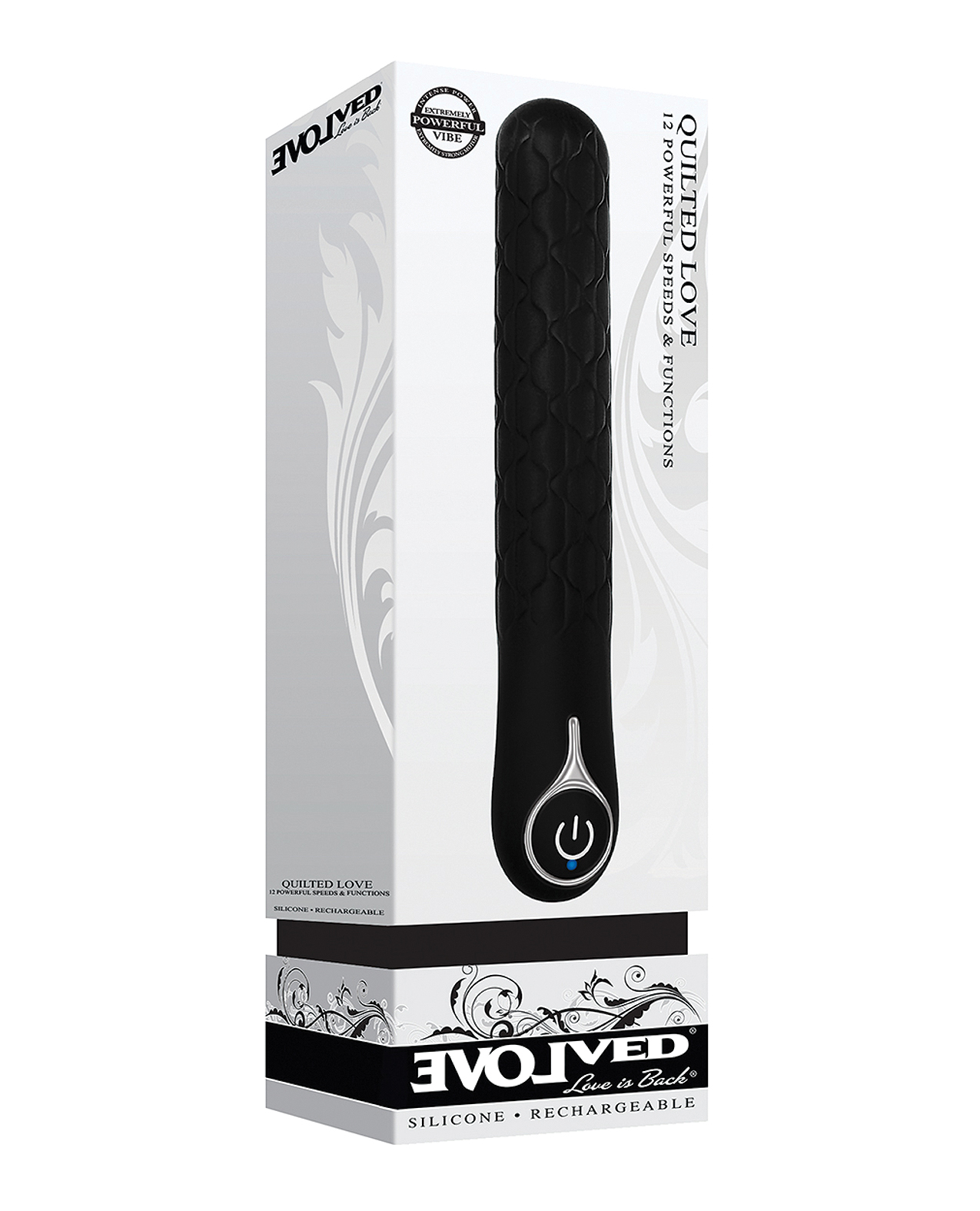 Shop evolved quilted love rechargeable vibrator - black online