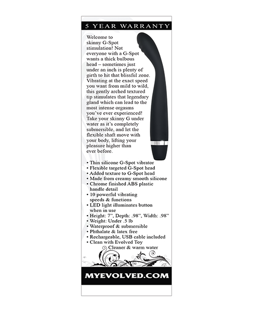 Order Evolved Skinny G Silicone G Spot Vibrator - Black online