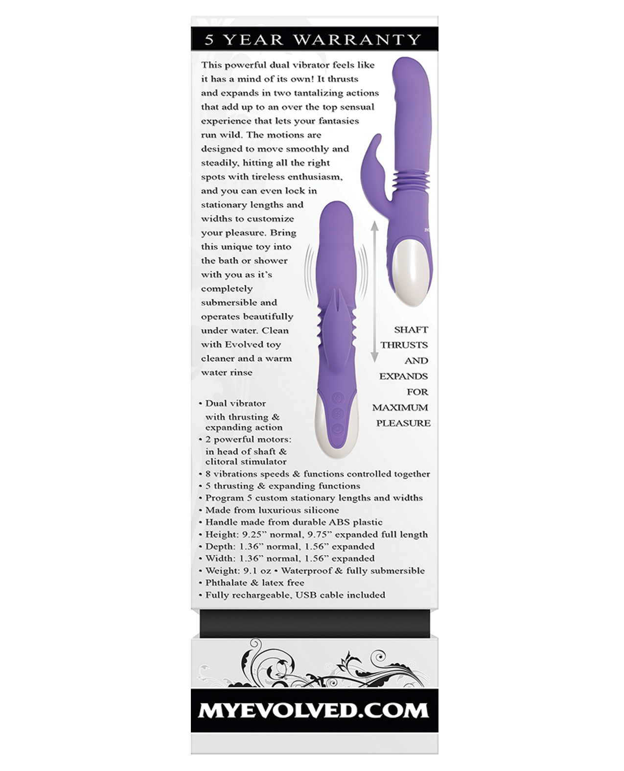 Order Evolved Thick & Thrust Bunny Dual Stim Rechargeable - Purple online
