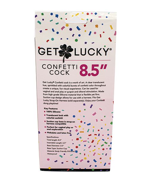 Order Get Lucky 8.5" Real Skin Confetti Cock - Multi Color online