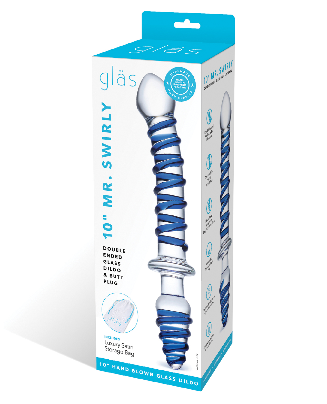 Shop Glas 10" Mr. Swirly Double Ended Glass Dildo & Butt P online
