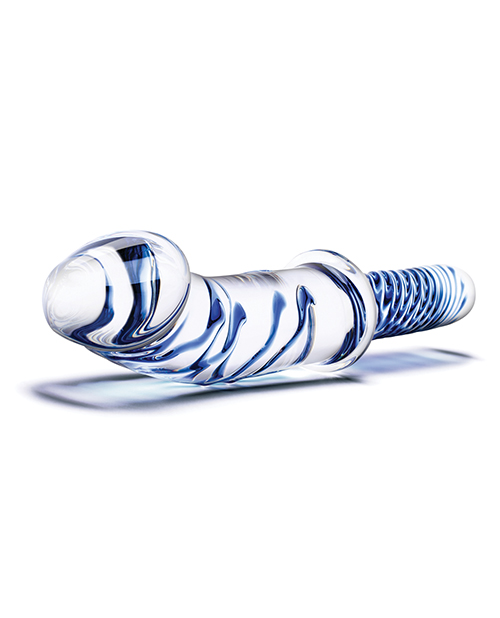 Glas 11" Realistic Double Ended Glass Dildo w/Handle - Blue for sale