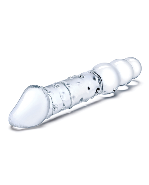 Glas 12" Double Ended Glass Dildo w/Anal Beads - Clear for sale
