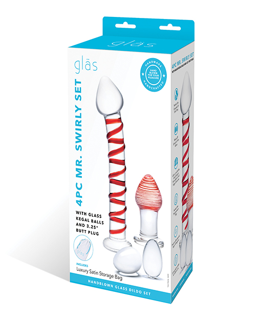 Shop Glas 4 pc Mr. Swirly Set w/Glass Kegel Balls & 3.25" Butt Plug - Red online