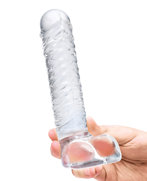 Buy Glas Glas 8" Realistic Ribbed Glass G-Spot Dildo w/Balls - Clear