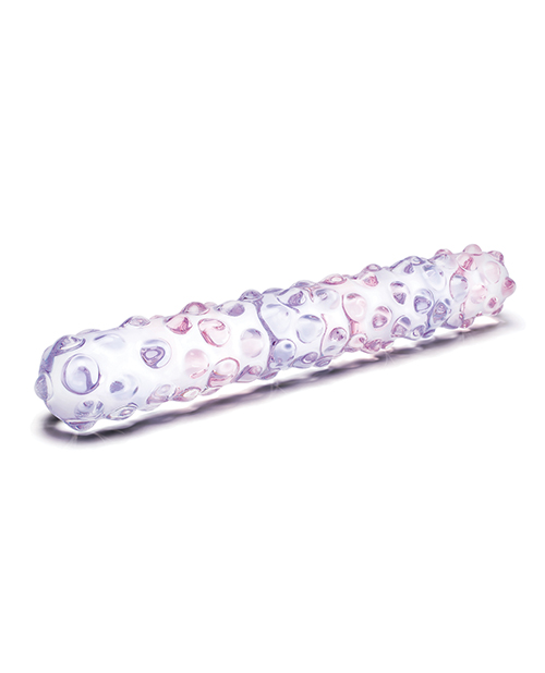 Glas 9" Purple Rose Nubby Glass Dildo - Purple/Pink for sale