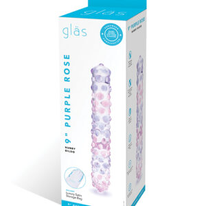 Shop Glas 9" Purple Rose Nubby Glass Dildo - Purple/Pink online