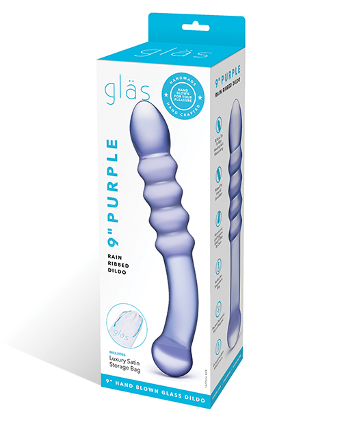 Shop Glas Purple Rain Ribbed Glass Dildo online